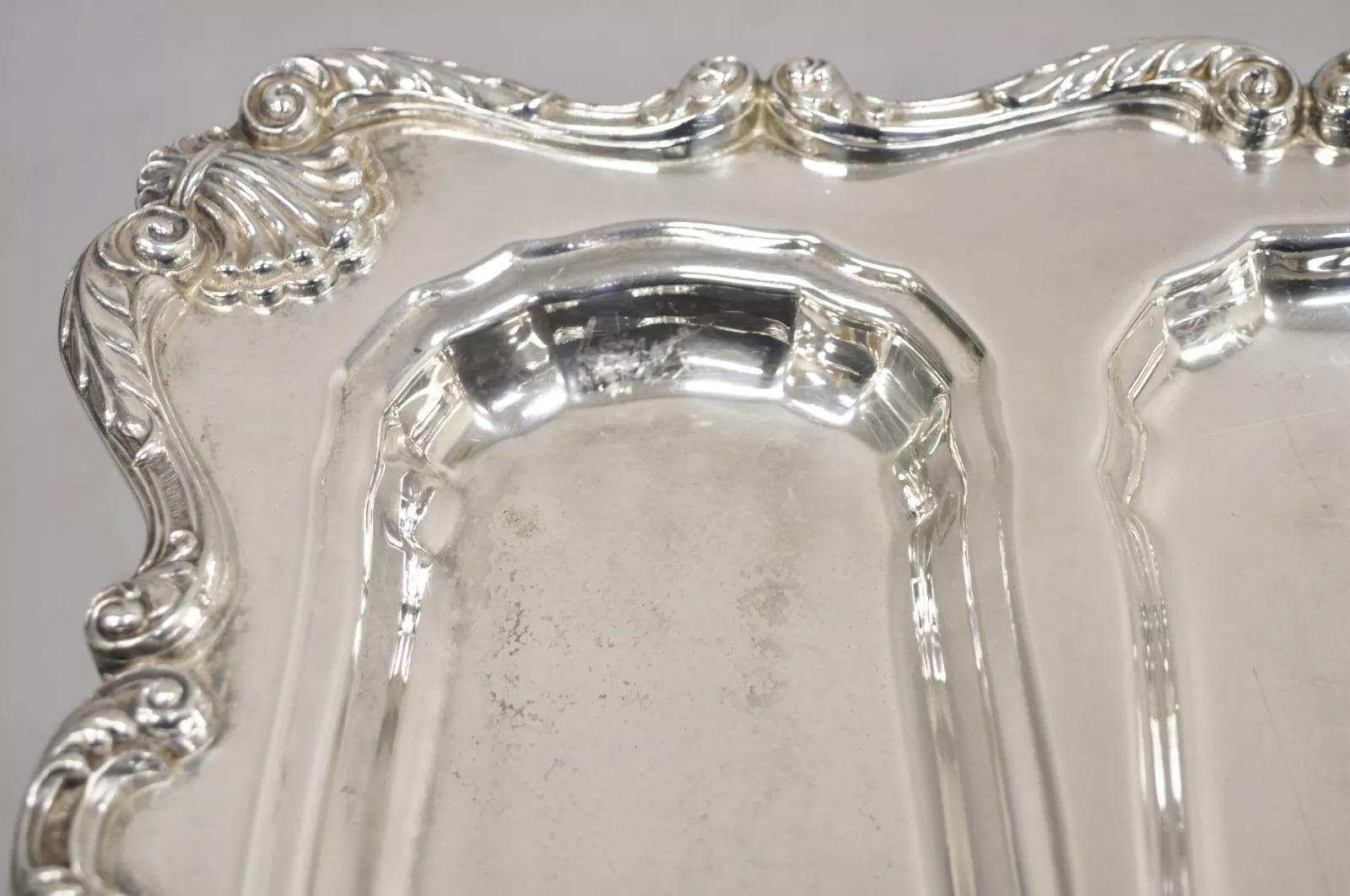 English Silver Mfg Co Cubiertos de carne bañados en plata victoriana Bandeja de servir siglo XX en venta