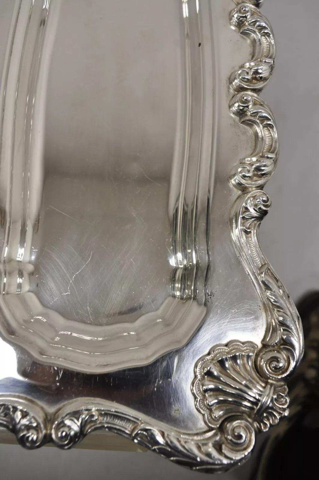 English Silver Mfg Co Cubiertos de carne bañados en plata victoriana Bandeja de servir en venta 1