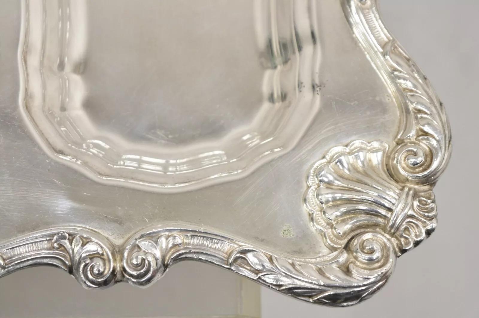 English Silver Mfg Co Cubiertos de carne bañados en plata victoriana Bandeja de servir en venta 2