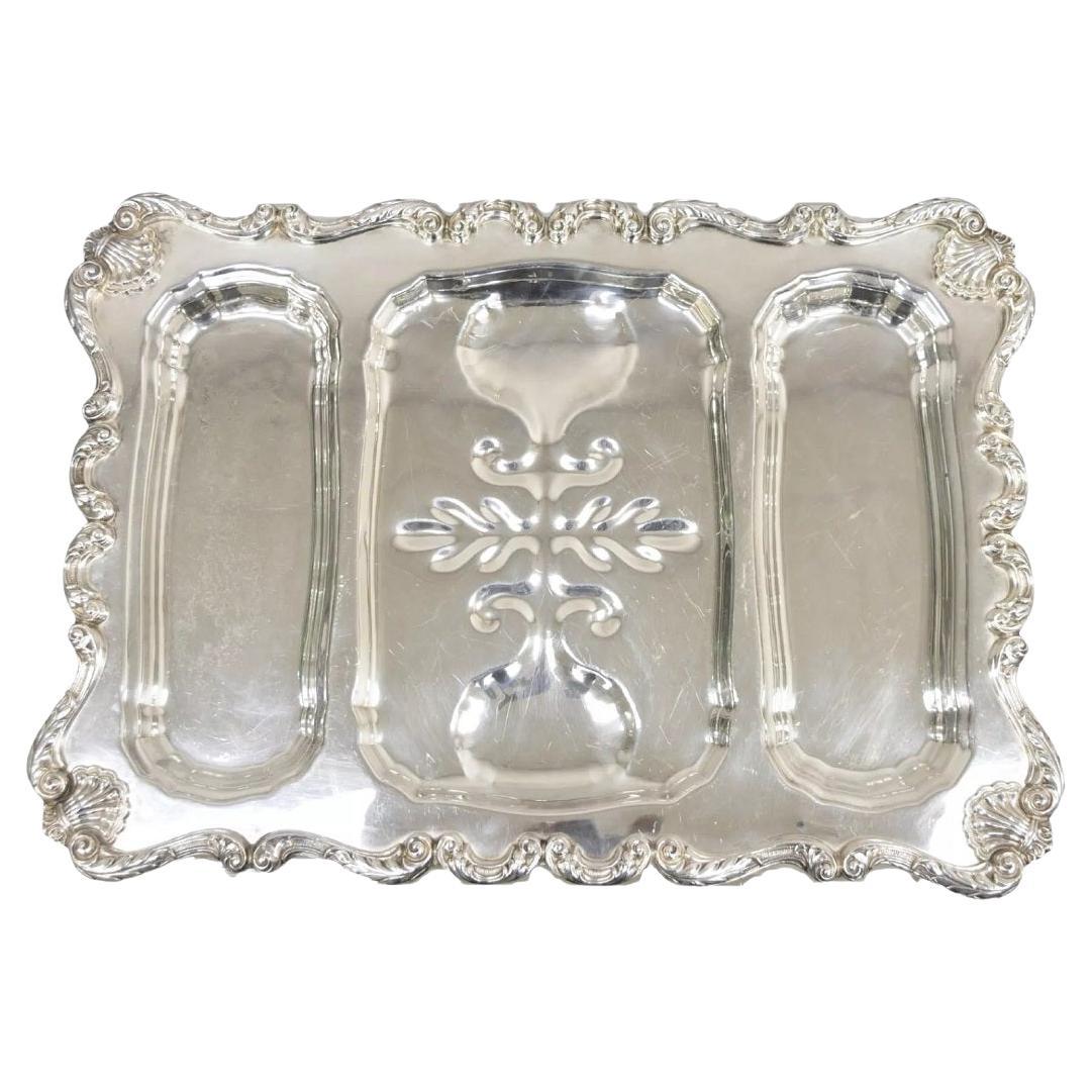 English Silver Mfg Co Cubiertos de carne bañados en plata victoriana Bandeja de servir