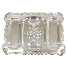 English Silver Mfg Co Victorian Silver Plated Meat Cutlery Serving Platter Tray