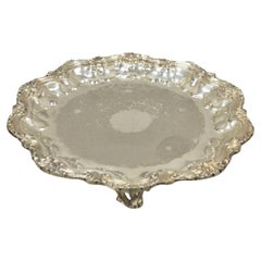 Retro English Silver Mfg Corp Silver Plated Regency Style Scalloped Platter Tray