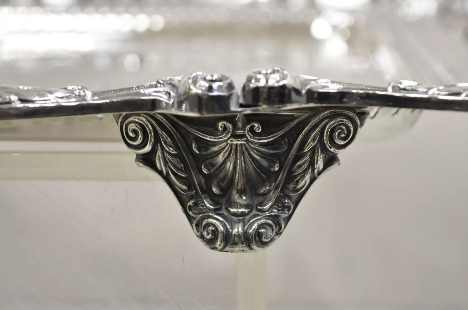 Englisch Silber Mfg großen viktorianischen verzierten Silber plattiert Servierplatte Tablett im Angebot 2
