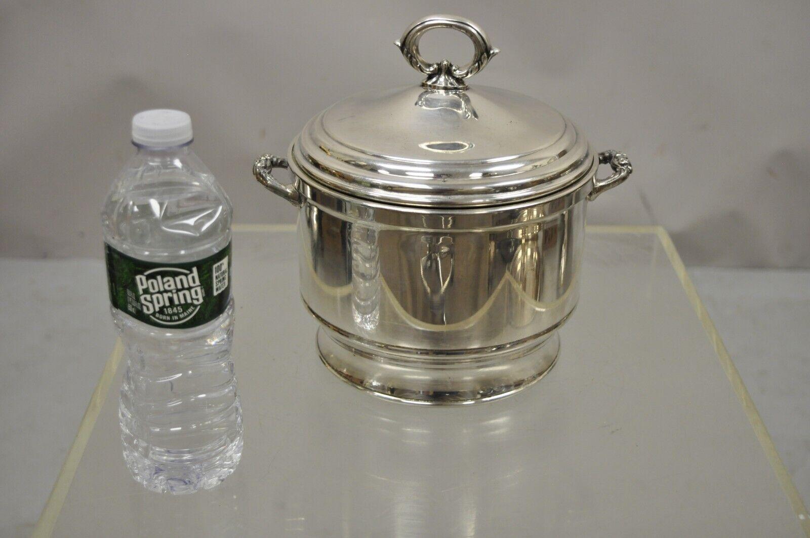 English Silver Mfg Mercury Glass Insulated Liner Lidded Silver Plate Ice Bucket 5