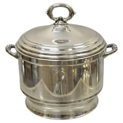English Silver Mfg Mercury Glass Insulated Liner Lidded Silver Plate Ice Bucket