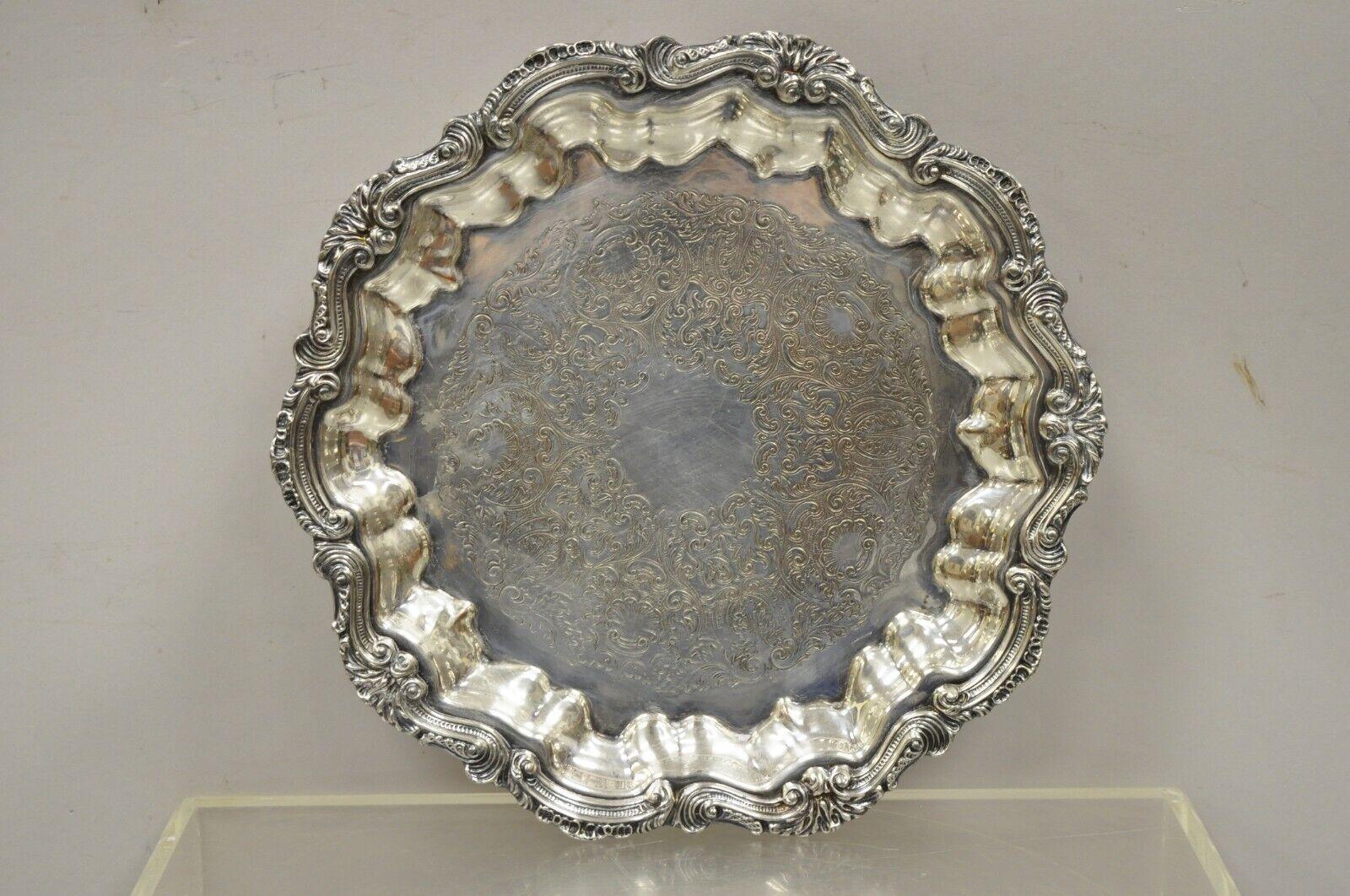 English Silver Mfg Scalloped Edge Regency Style Silver Plated Platter Tray 6