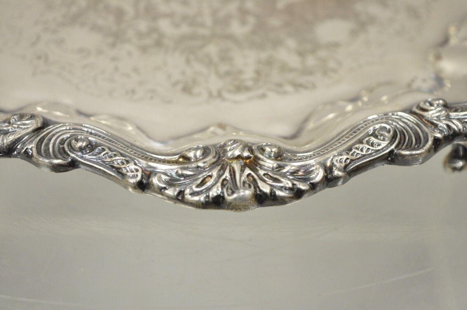 English Silver Mfg Scalloped Edge Regency Style Silver Plated Platter Tray 1