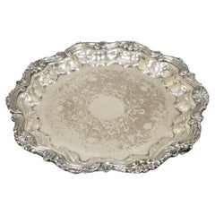 English Silver Mfg Scalloped Edge Regency Style Silver Plated Platter Tray