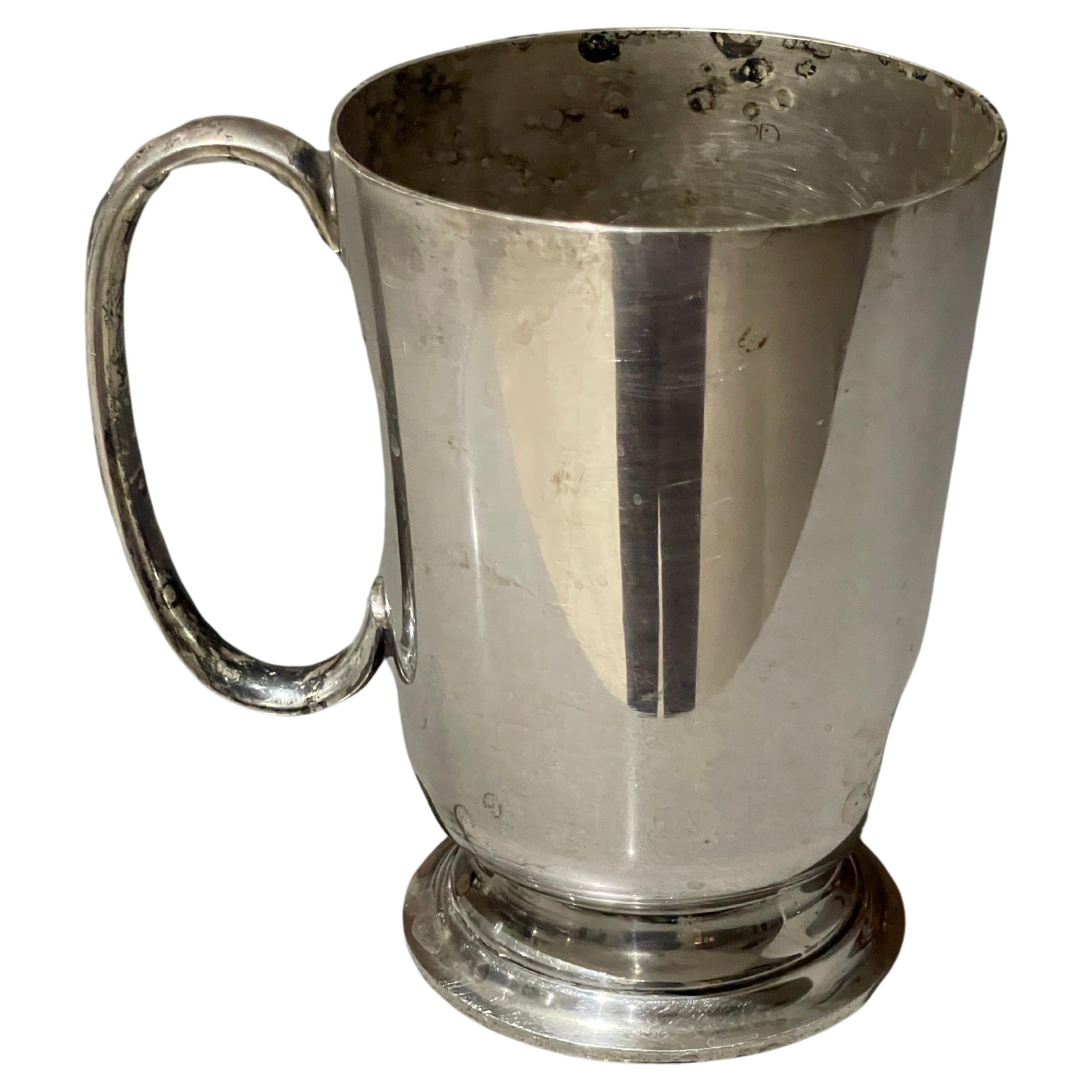 English Silver Mugs Antique Cup Silver Jug, Plain Drink Glass 1910s For Sale
