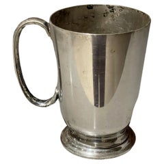 Tazas de plata inglesas Taza antigua Jarra con asa plateada Vidrio liso para beber 1910