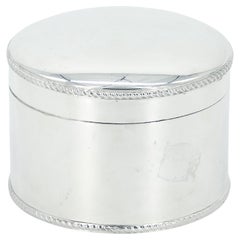 English Silver Plate Art Deco Style Round Shape Covered Cigarette Box