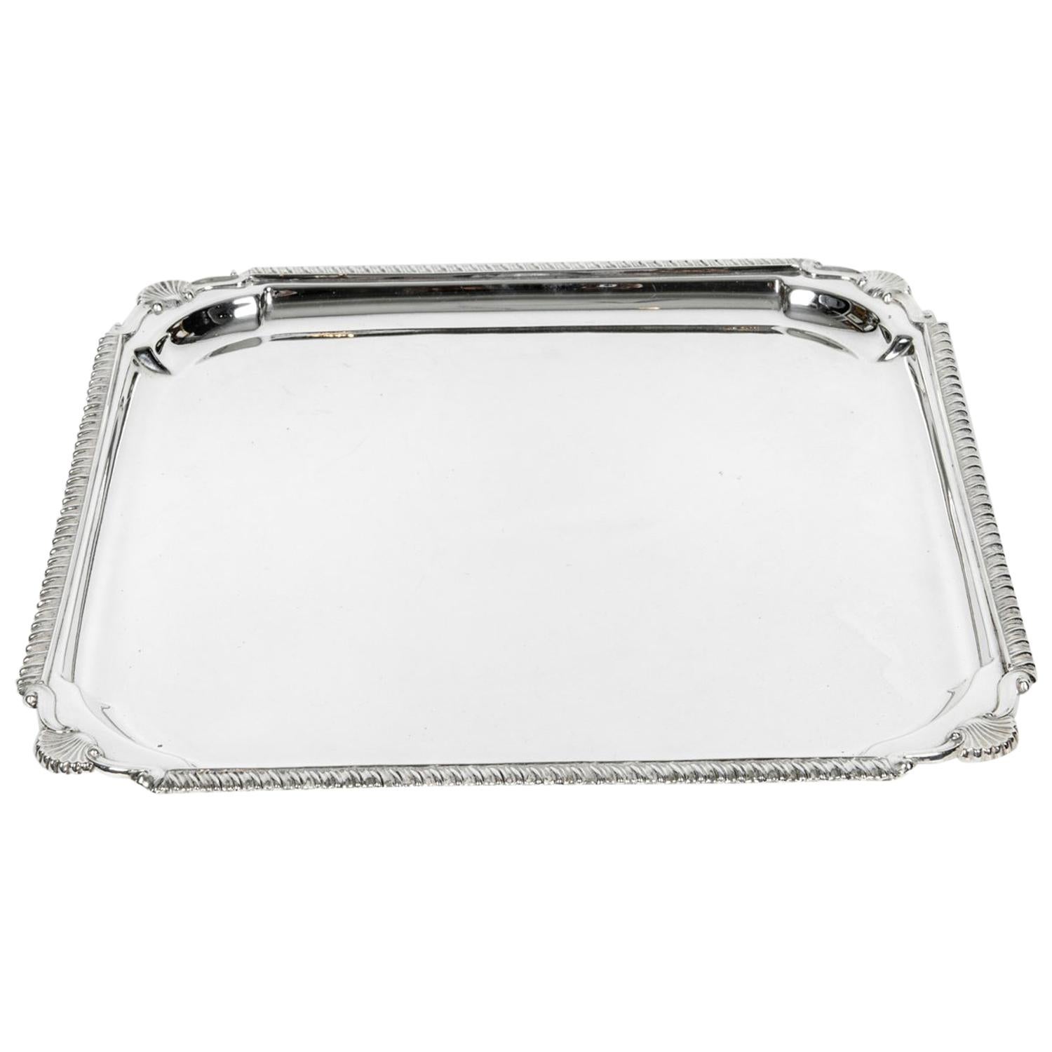 English Silver Plate Barware / Serving Footed Tray