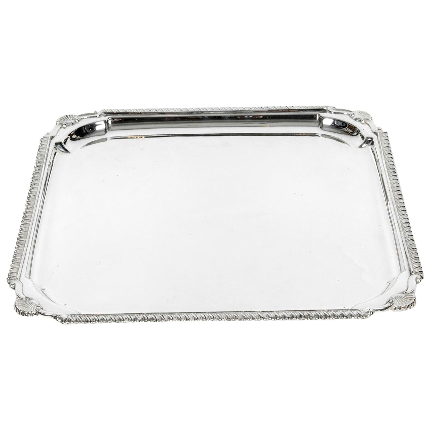 English Silver Plate Barware / Tableware Serving Footed Tray