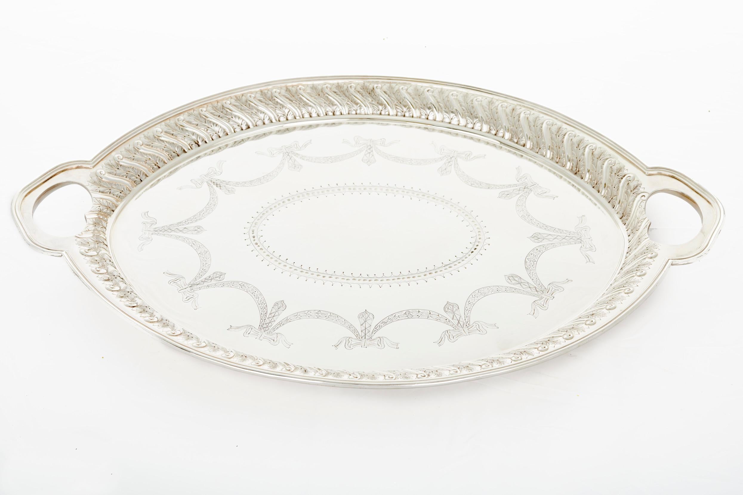 English Silver Plate Barware / Tableware Tray For Sale 6