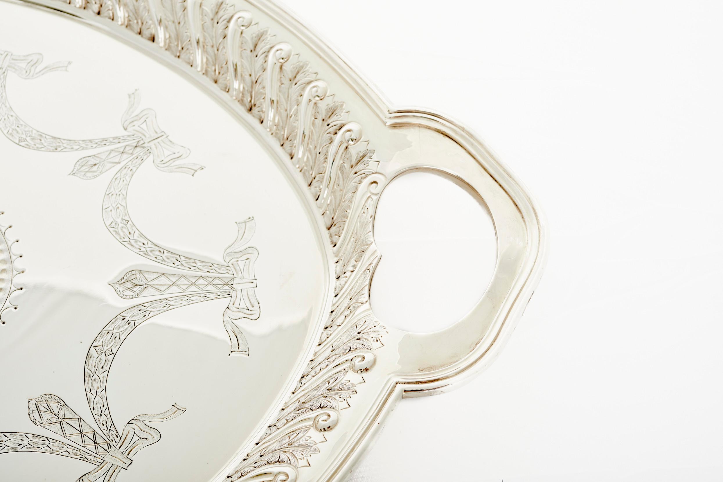 Edwardian English Silver Plate Barware / Tableware Tray For Sale