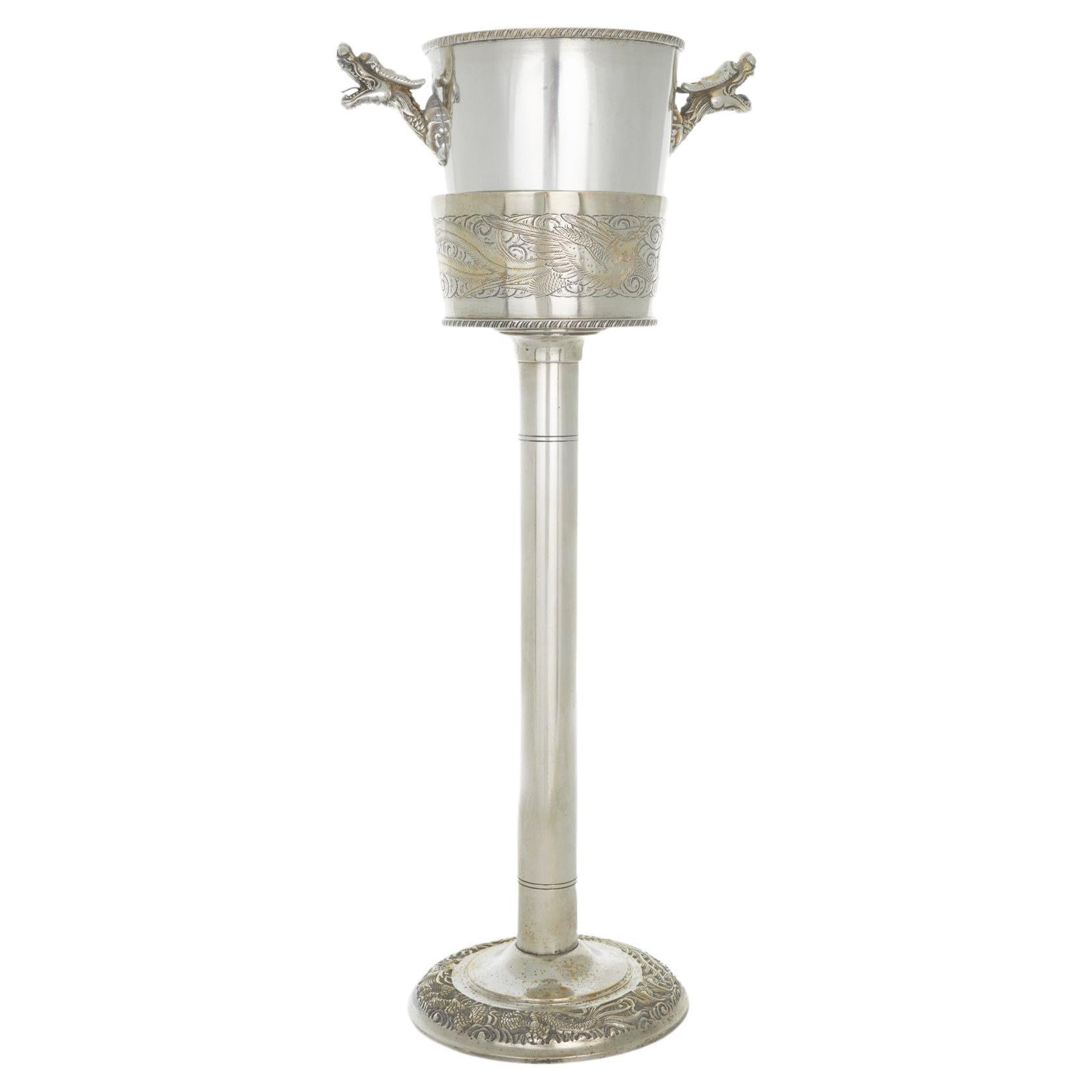 English Silver Plate Barware Wine Cooler / Stand For Sale