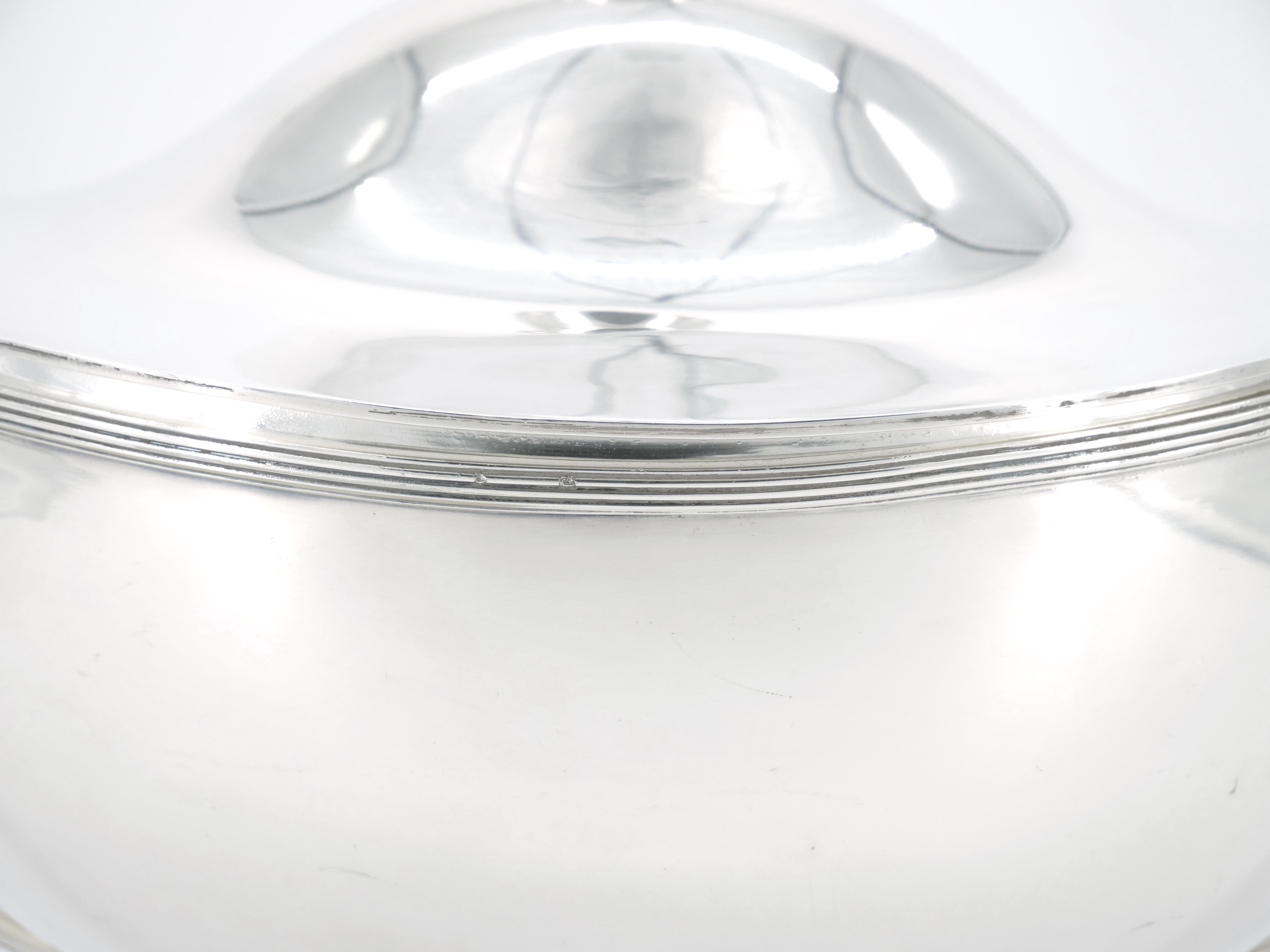English Silver Plate Boat Shape Covered Tureen For Sale 5