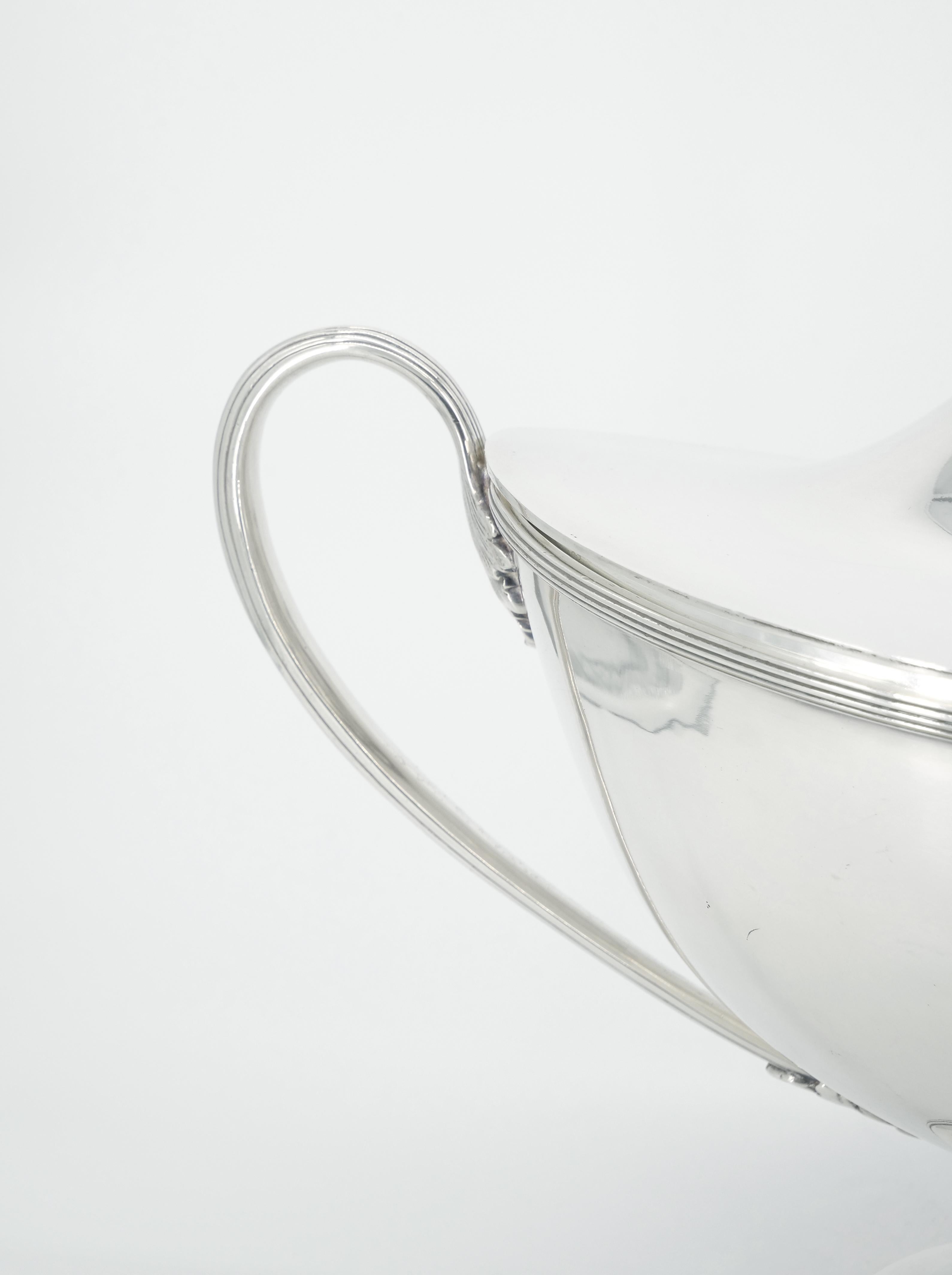 English Silver Plate Boat Shape Covered Tureen For Sale 6