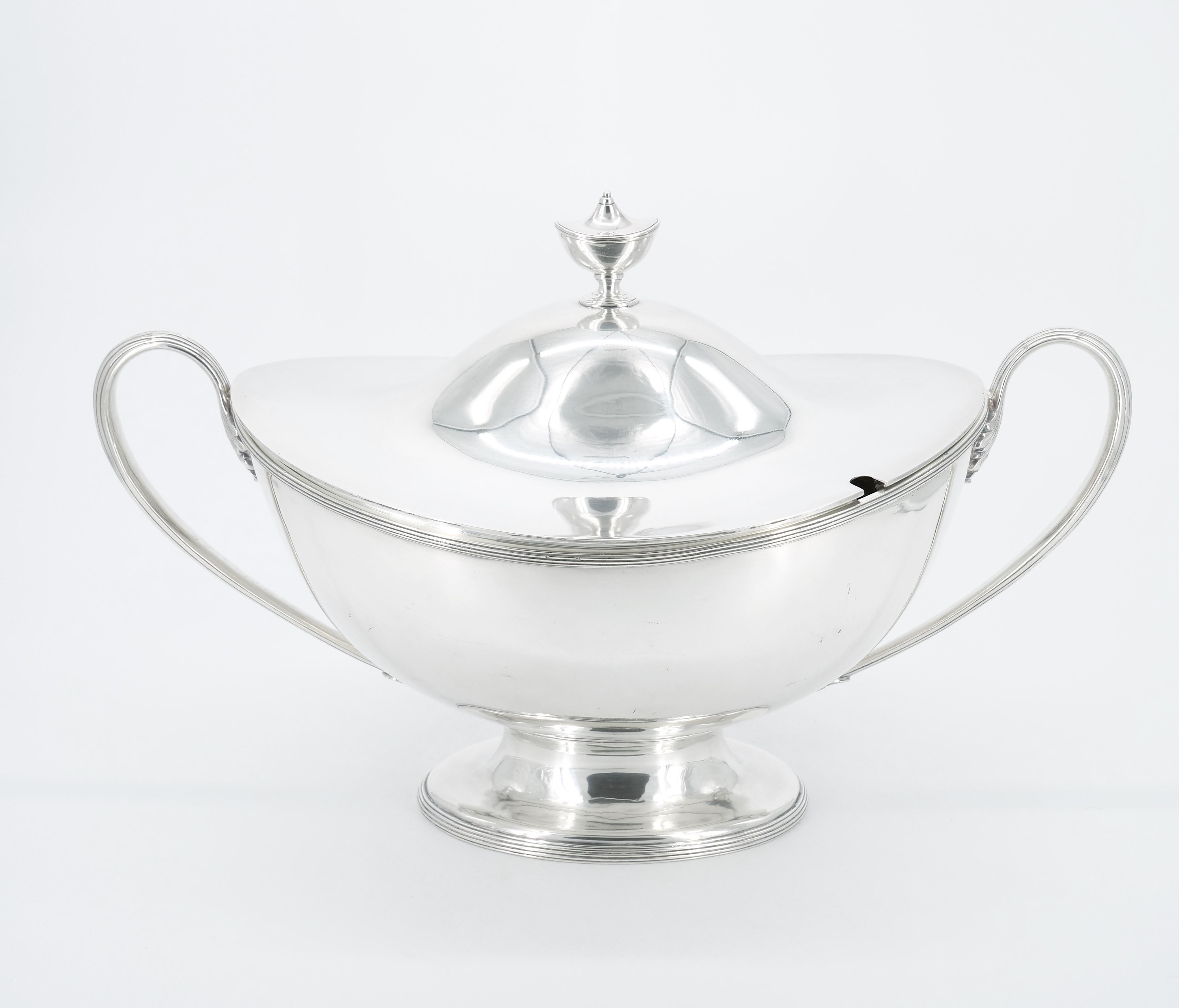 English Silver Plate Boat Shape Covered Tureen For Sale 11