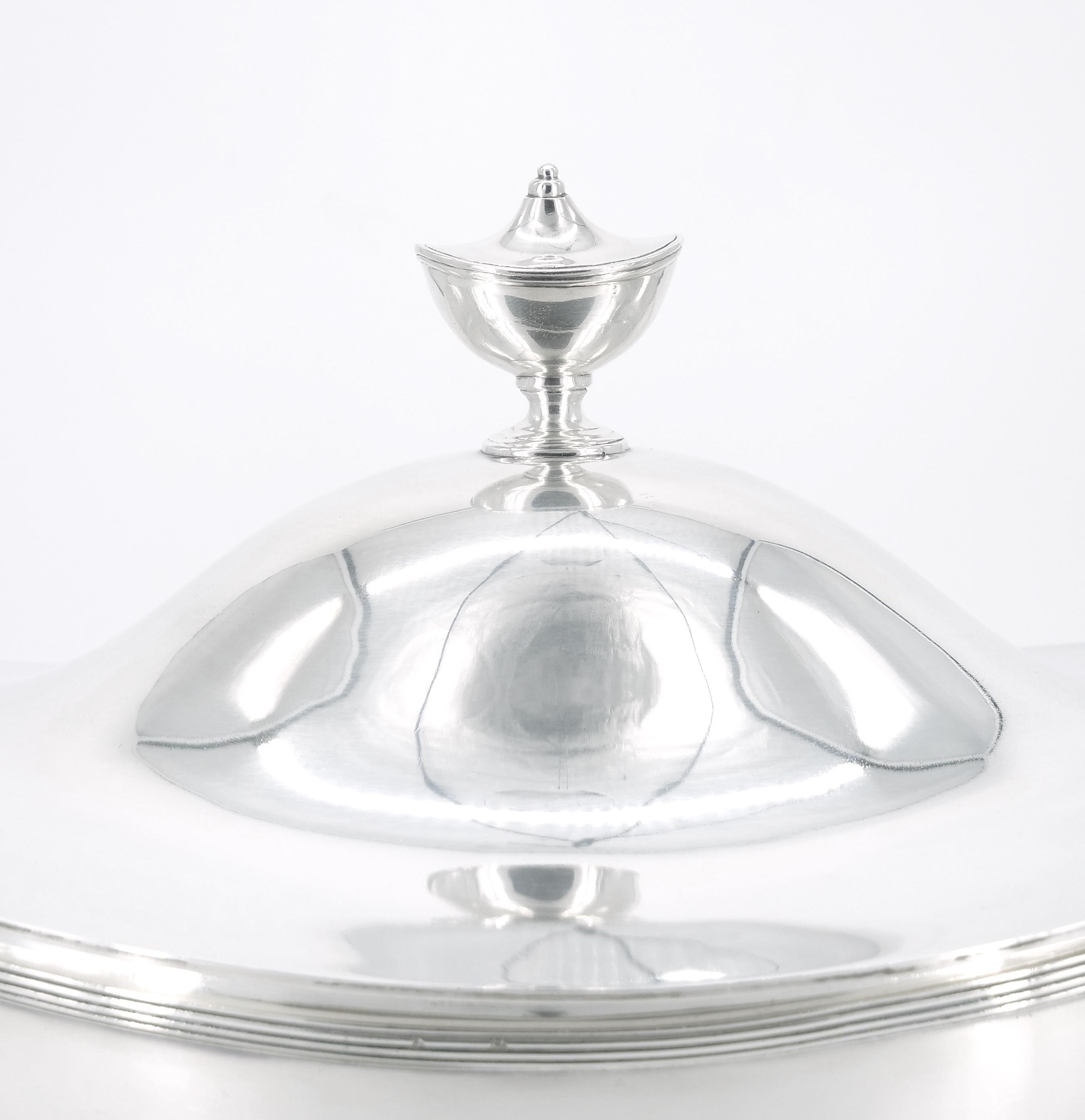 English Silver Plate Boat Shape Covered Tureen For Sale 4