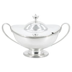 English Silver Plate Boat Shape Covered Tureen