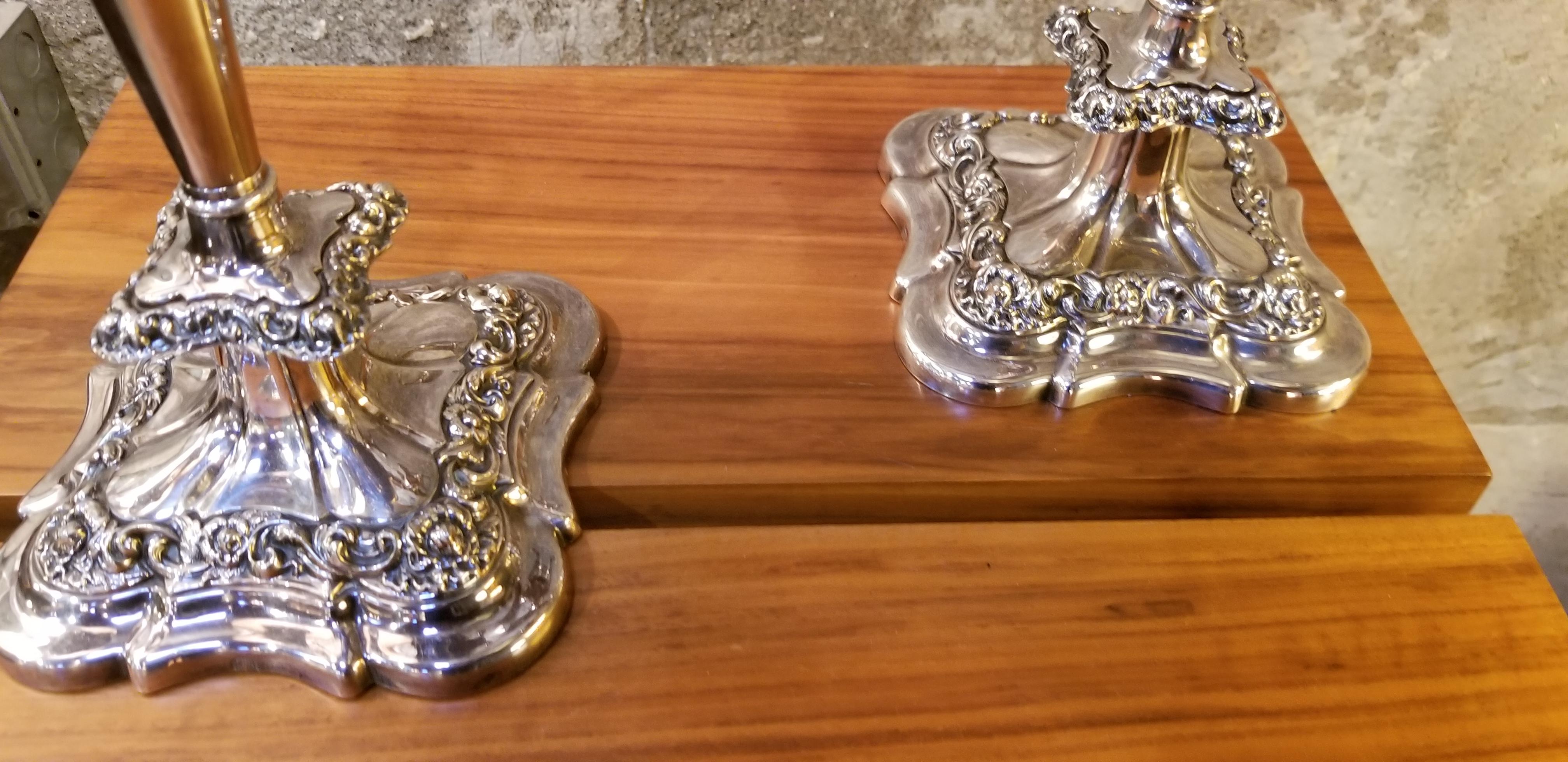 English Silver Plate Candelabras by Barker-Ellis  In Good Condition For Sale In Fulton, CA
