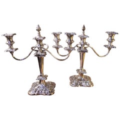 Antique English Silver Plate Candelabras by Barker-Ellis