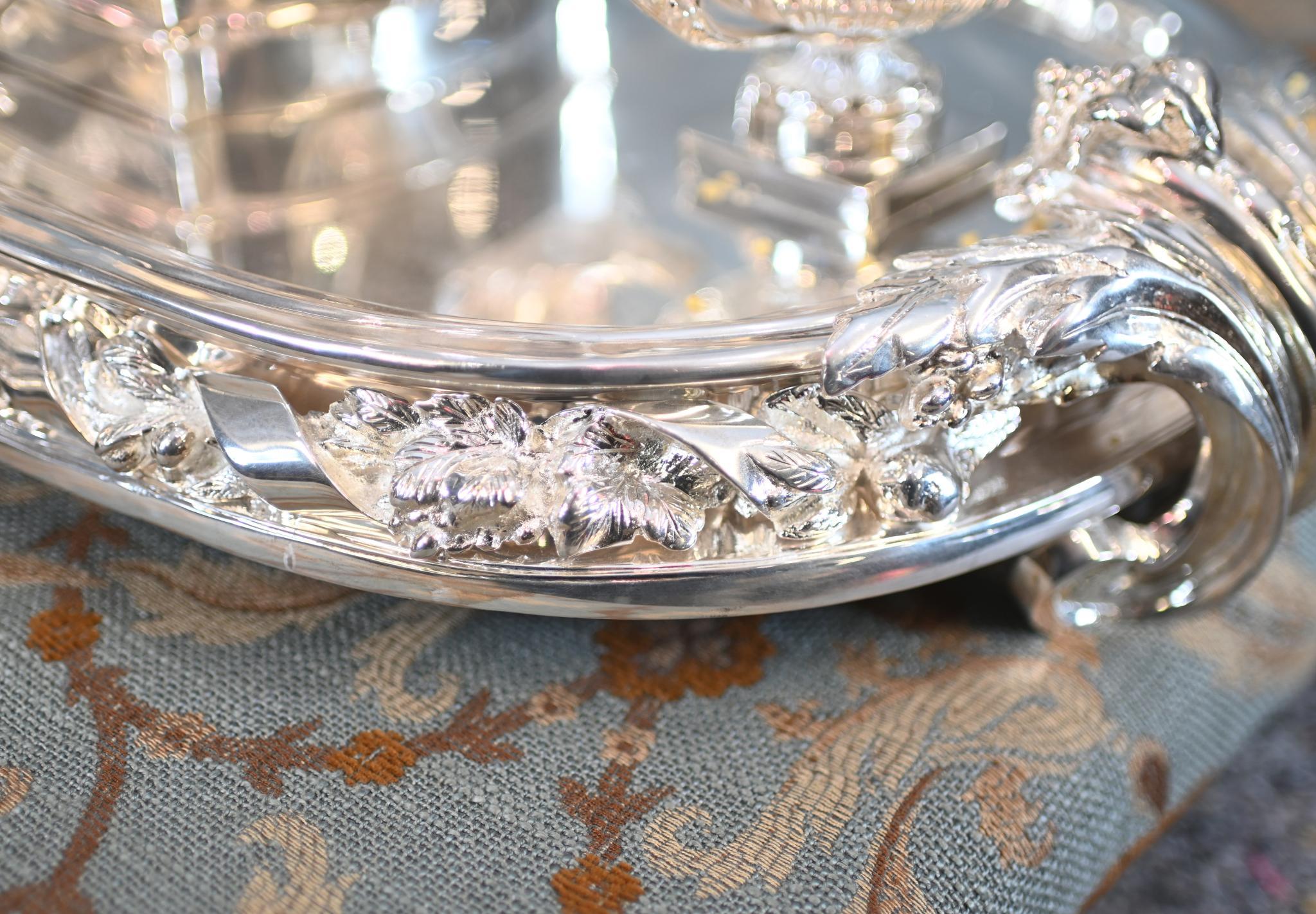English Silver Plate Centrepiece Monumental Platter Dish Epergne 1930 For Sale 6