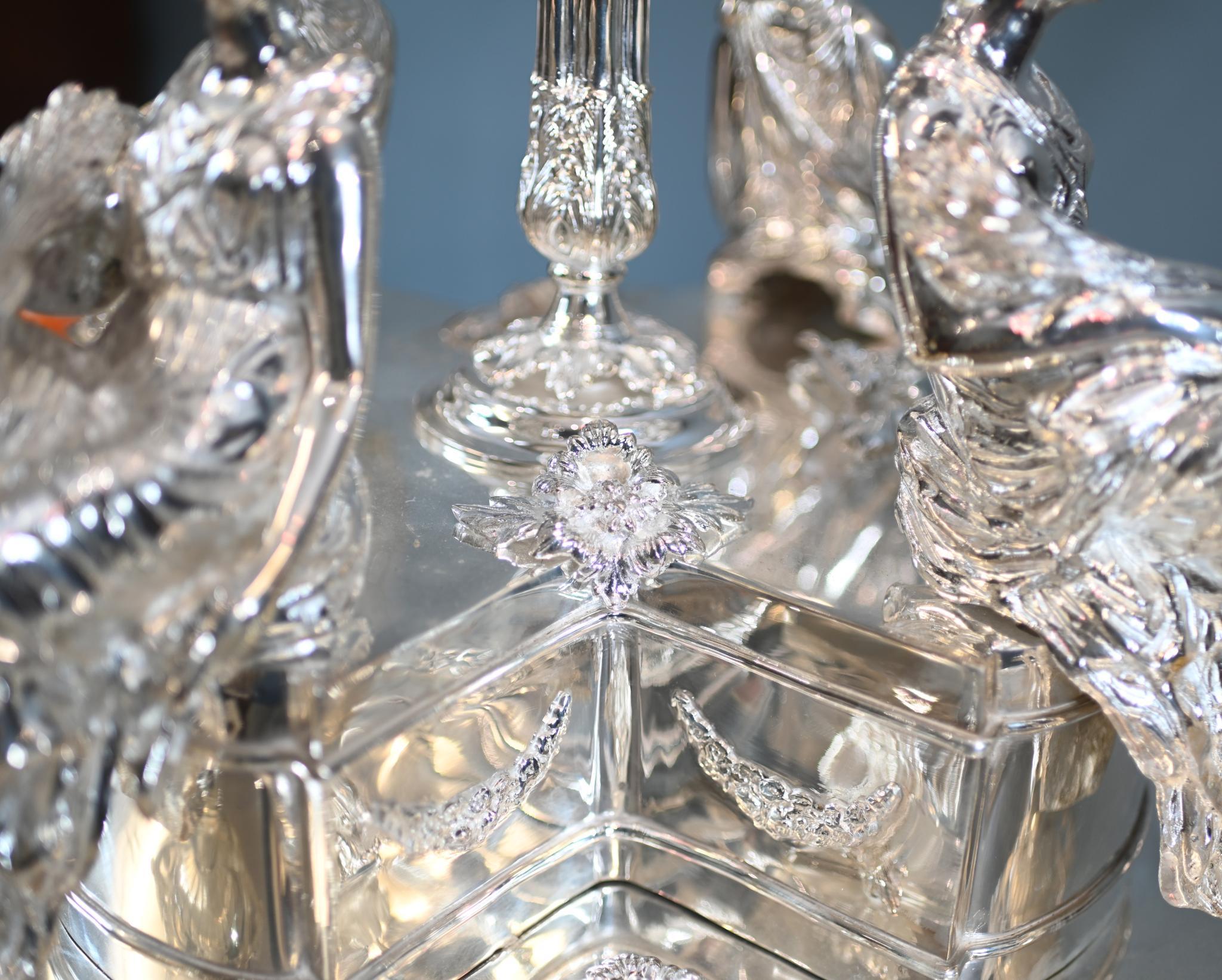 English Silver Plate Centrepiece Monumental Platter Dish Epergne 1930 For Sale 2