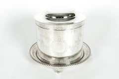 English Silver Plate Covered Biscuit Box / Tea Caddy