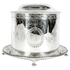 English Silver Plate Covered Biscuit Box / Tea Caddy