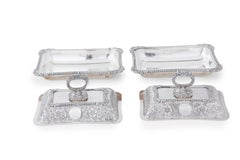 English Silver Plate Covered Pair Entree Dishes