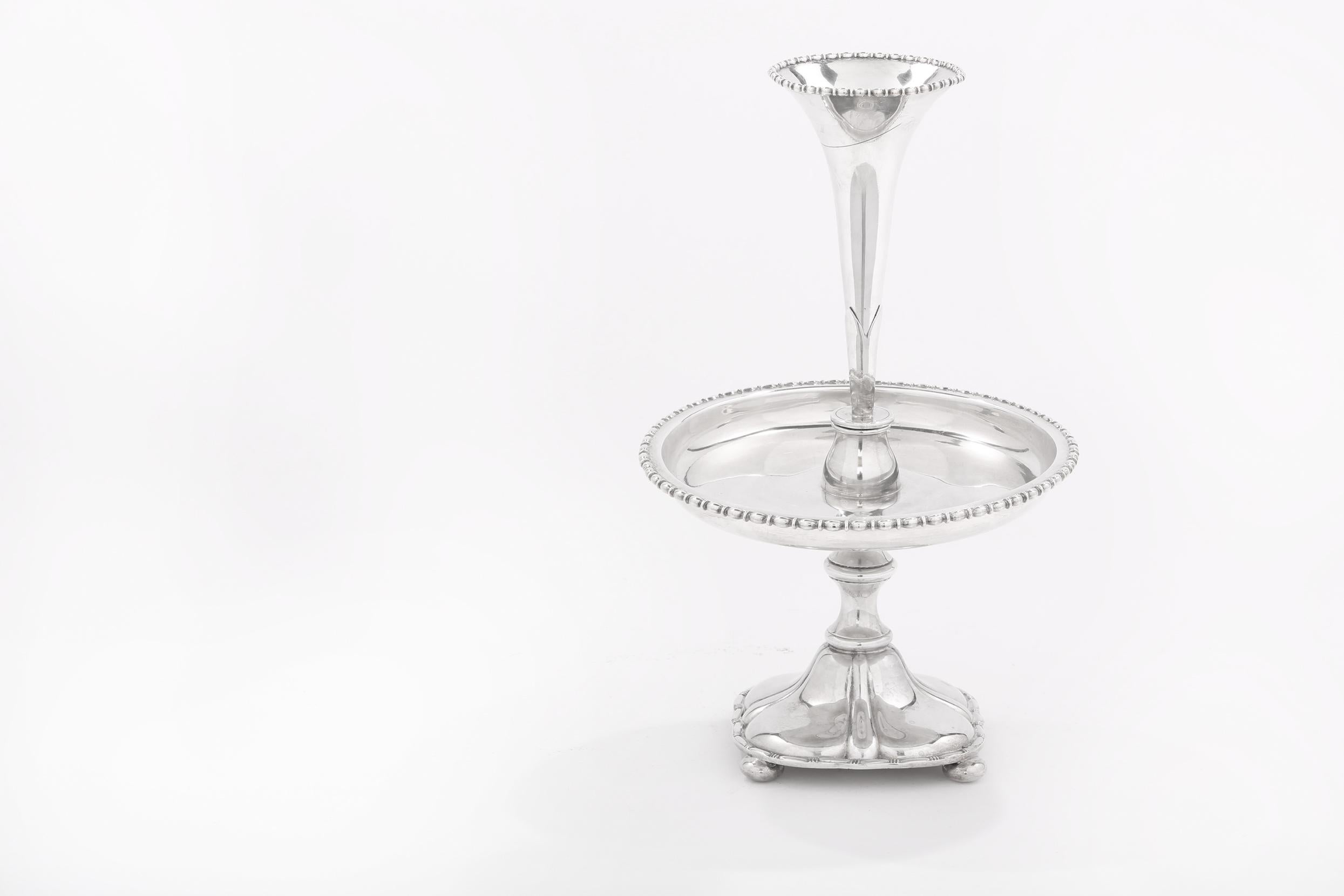 English Silver Plate Decorative Trumpet Vase For Sale 3