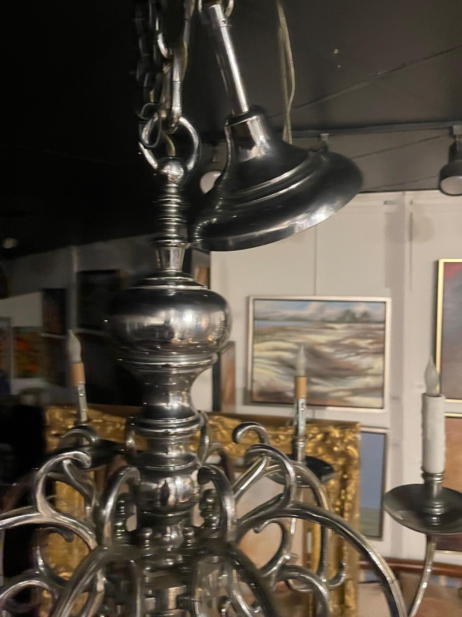 English Silver Plate Eight-Light Chandelier, Early 20th Century For Sale 2