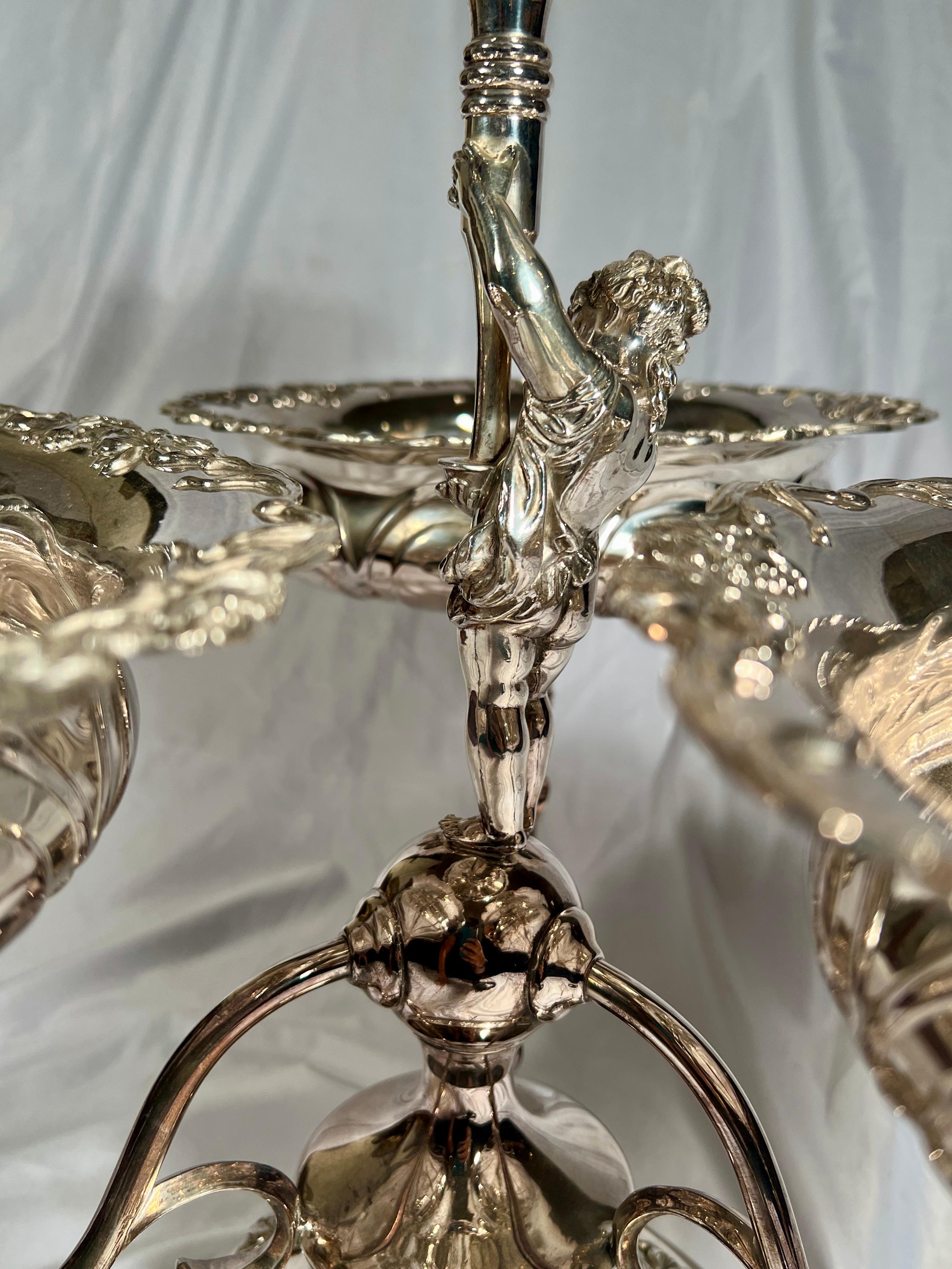 20th Century English Silver Plate Epergne circa 1950s For Sale