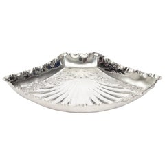English Silver Plate Fan Shaped Dish