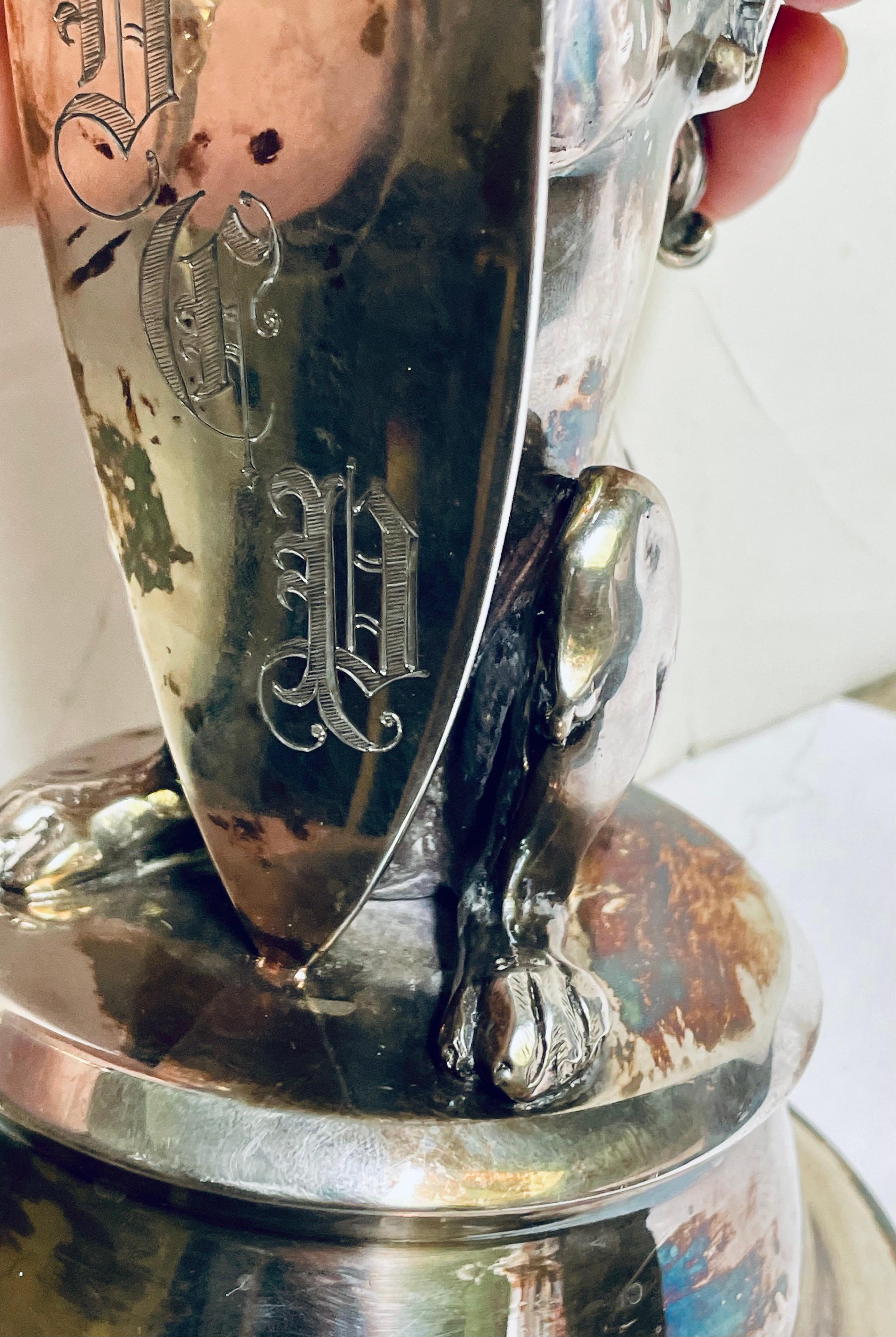 Englisch Silber Platte figuralen Löwen Tintenfass Halter im Angebot 4