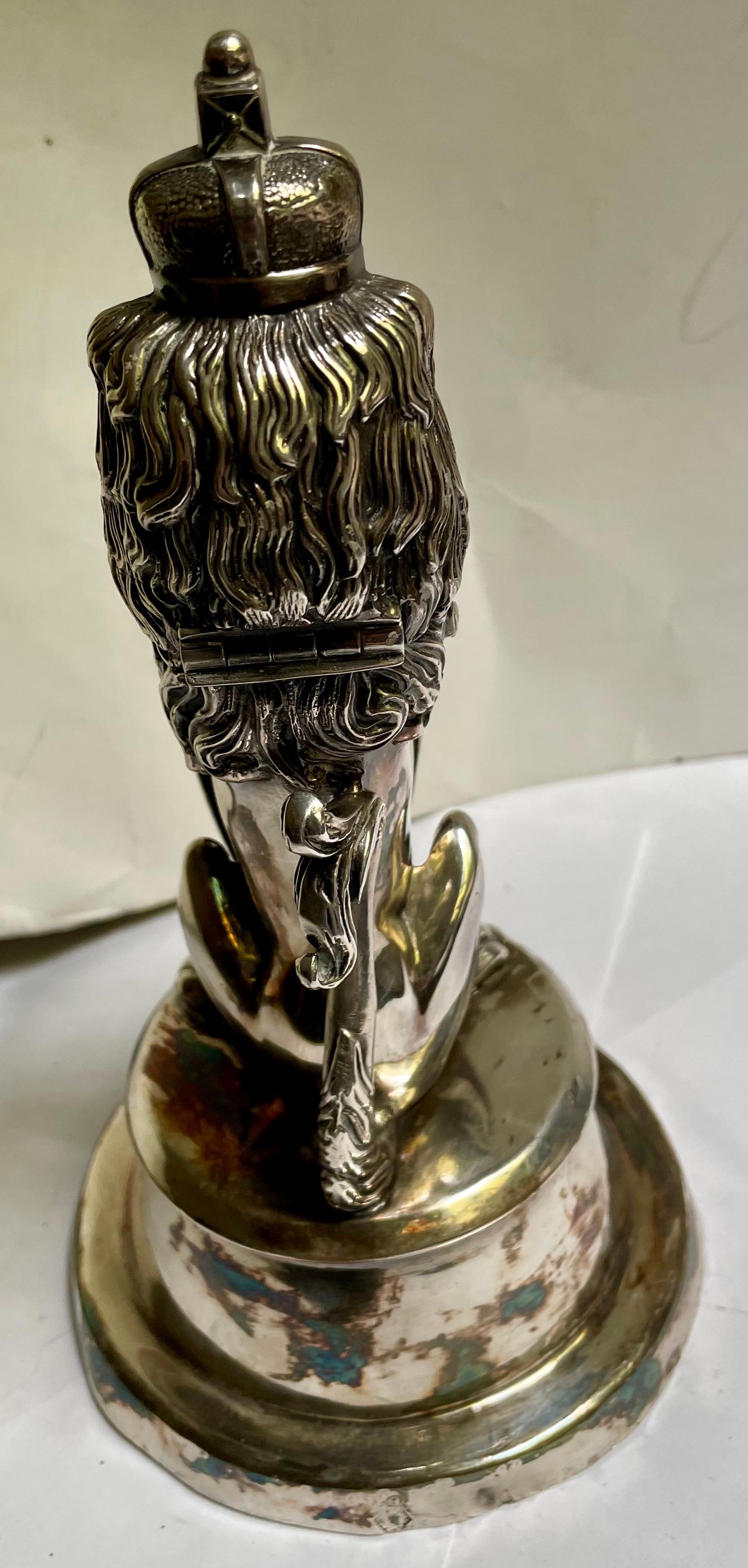 Englisch Silber Platte figuralen Löwen Tintenfass Halter im Angebot 5