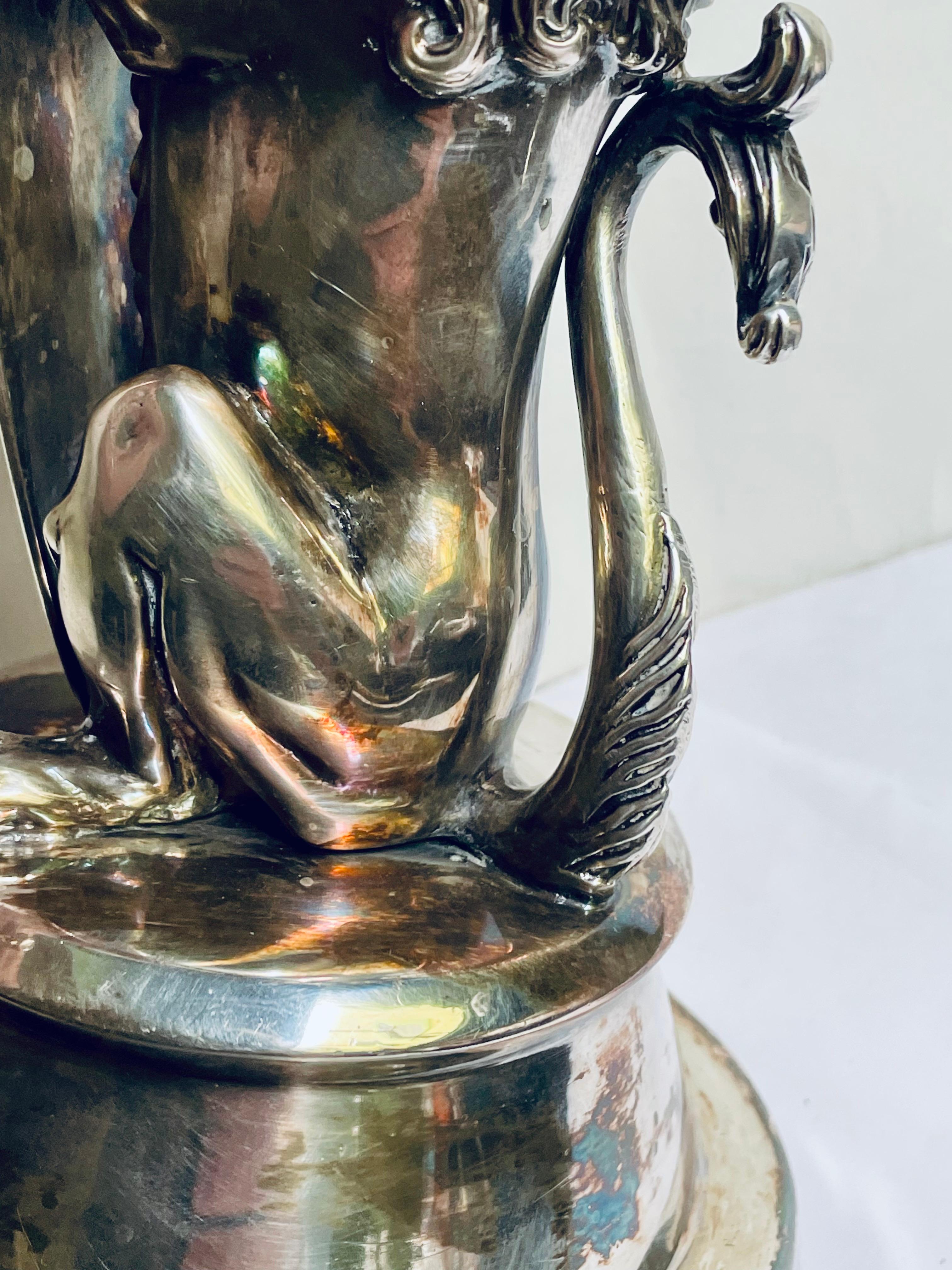 Englisch Silber Platte figuralen Löwen Tintenfass Halter im Angebot 7