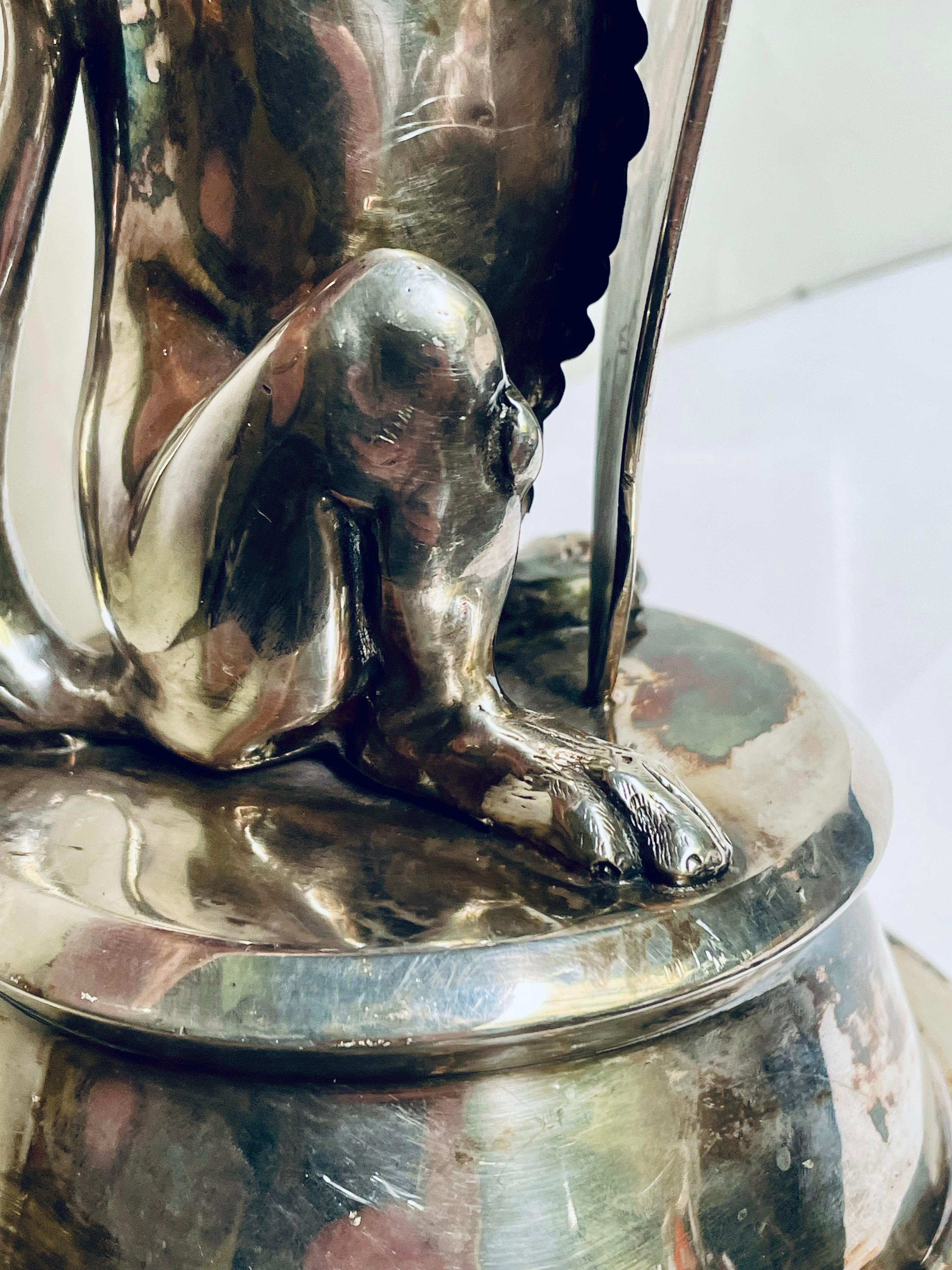 Englisch Silber Platte figuralen Löwen Tintenfass Halter im Angebot 9