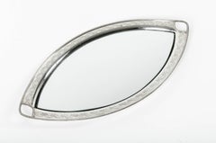 English Silver Plate Footed Oval Tray or Mirror Insert