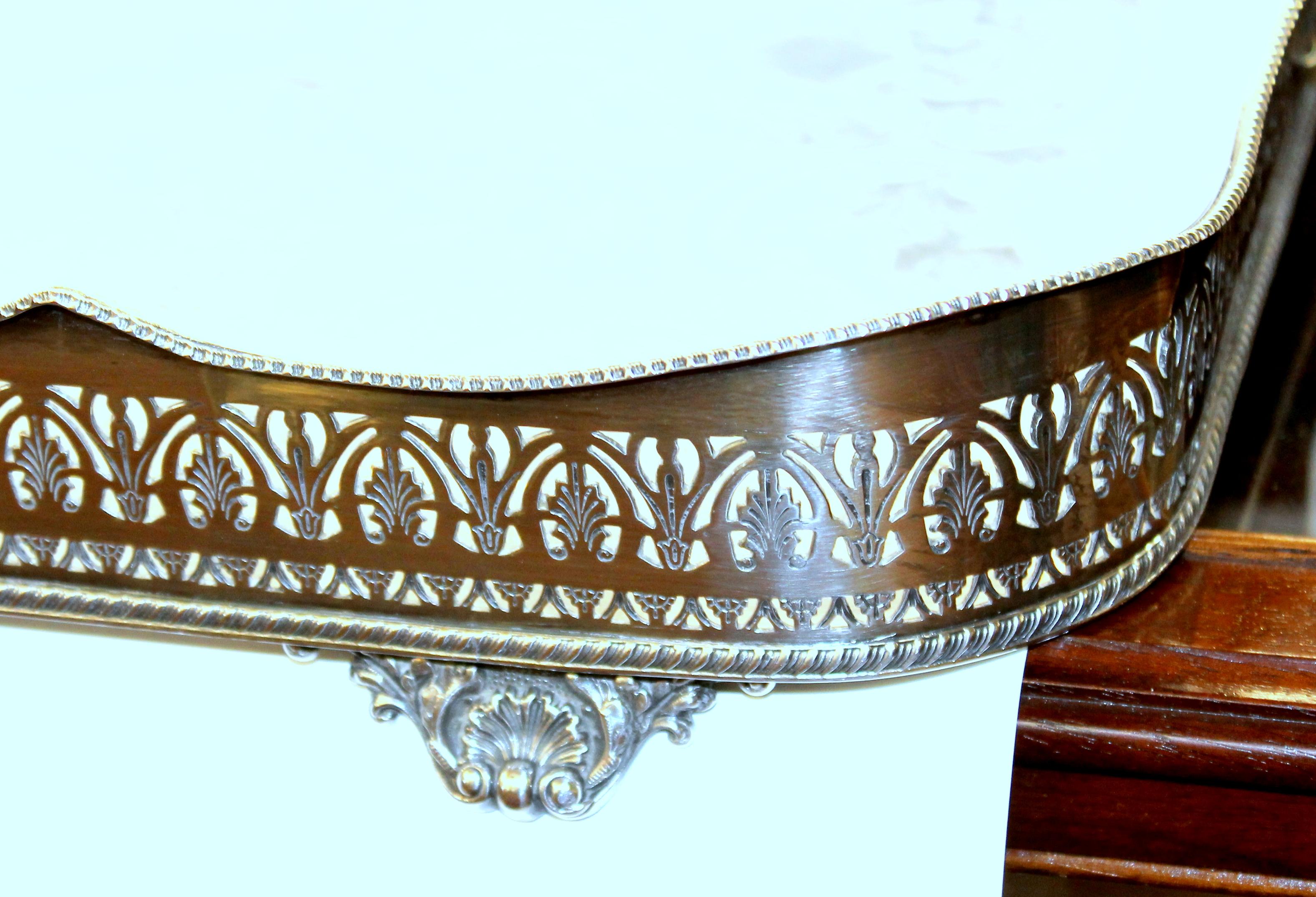 English Silver Plate Pierced Border Rectangular Gallery Tray, Ellis Silver Co. 5