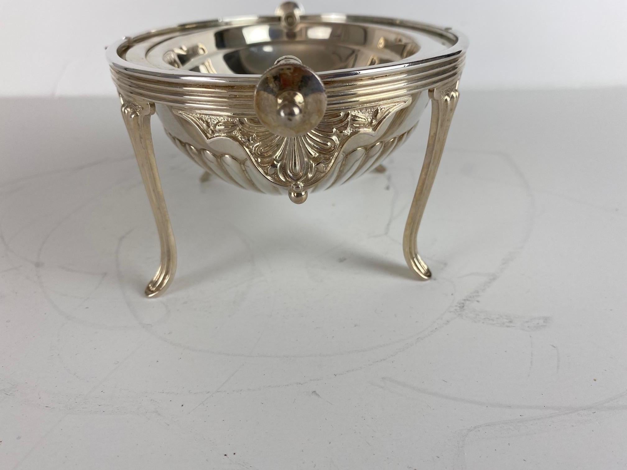 20th Century English Silver Plate Roll Top Dish For Sale