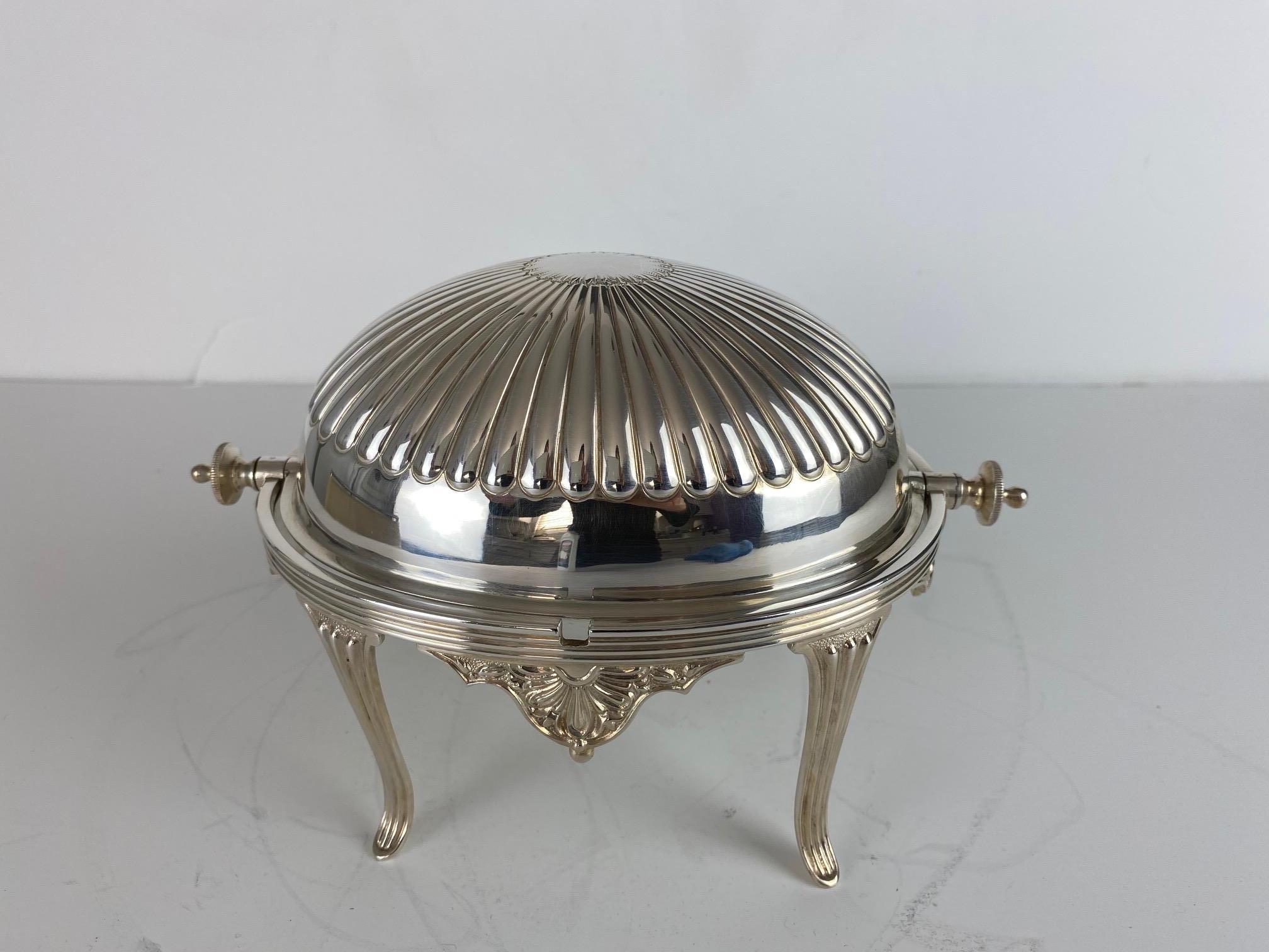 English Silver Plate Roll Top Dish For Sale 1