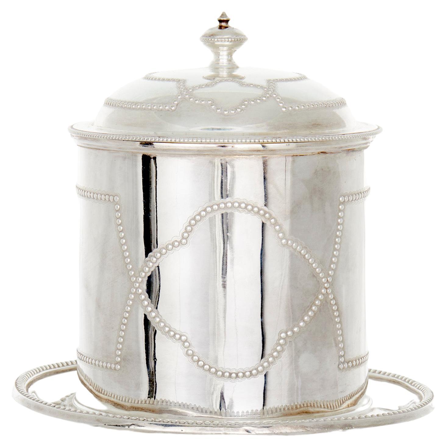 English Silver Plate Tea Caddy / Thin Biscuit