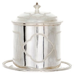 English Silver Plate Tea Caddy / Thin Biscuit