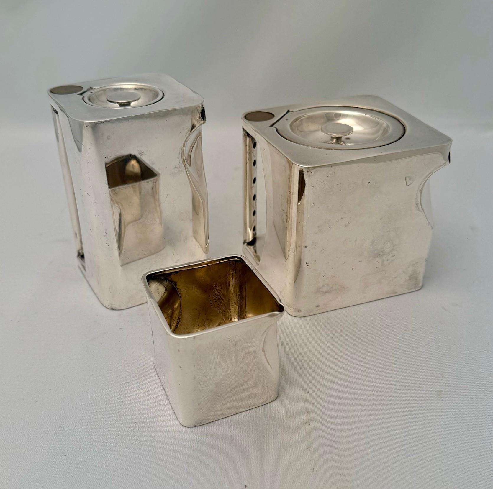 Art Deco English Silver Plate “The Cube Tea Set” by Robert Johnson