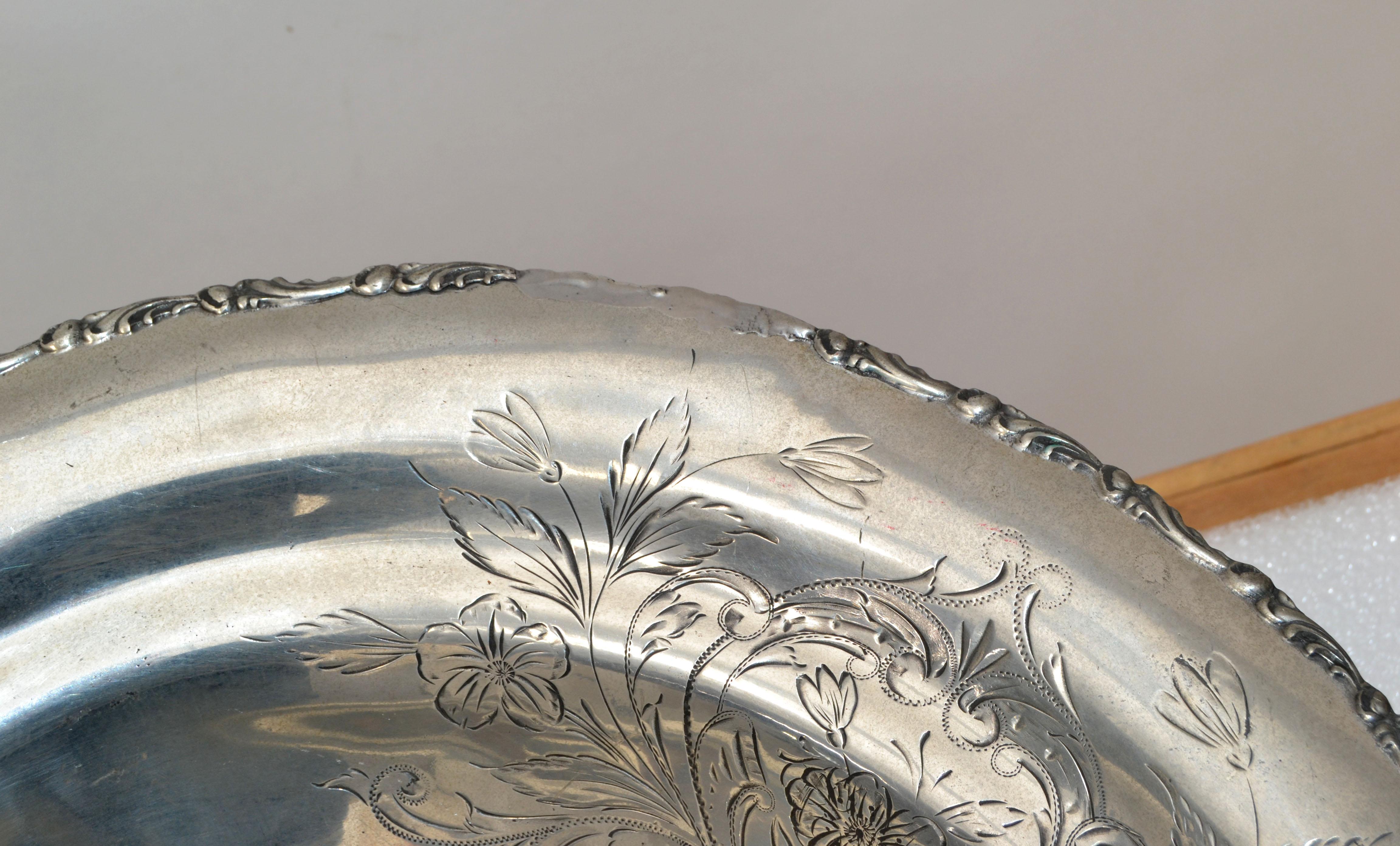 English Silver Plate Trademark Ornate Large Bowl Footed Serving Dish Punch Bowl For Sale 1