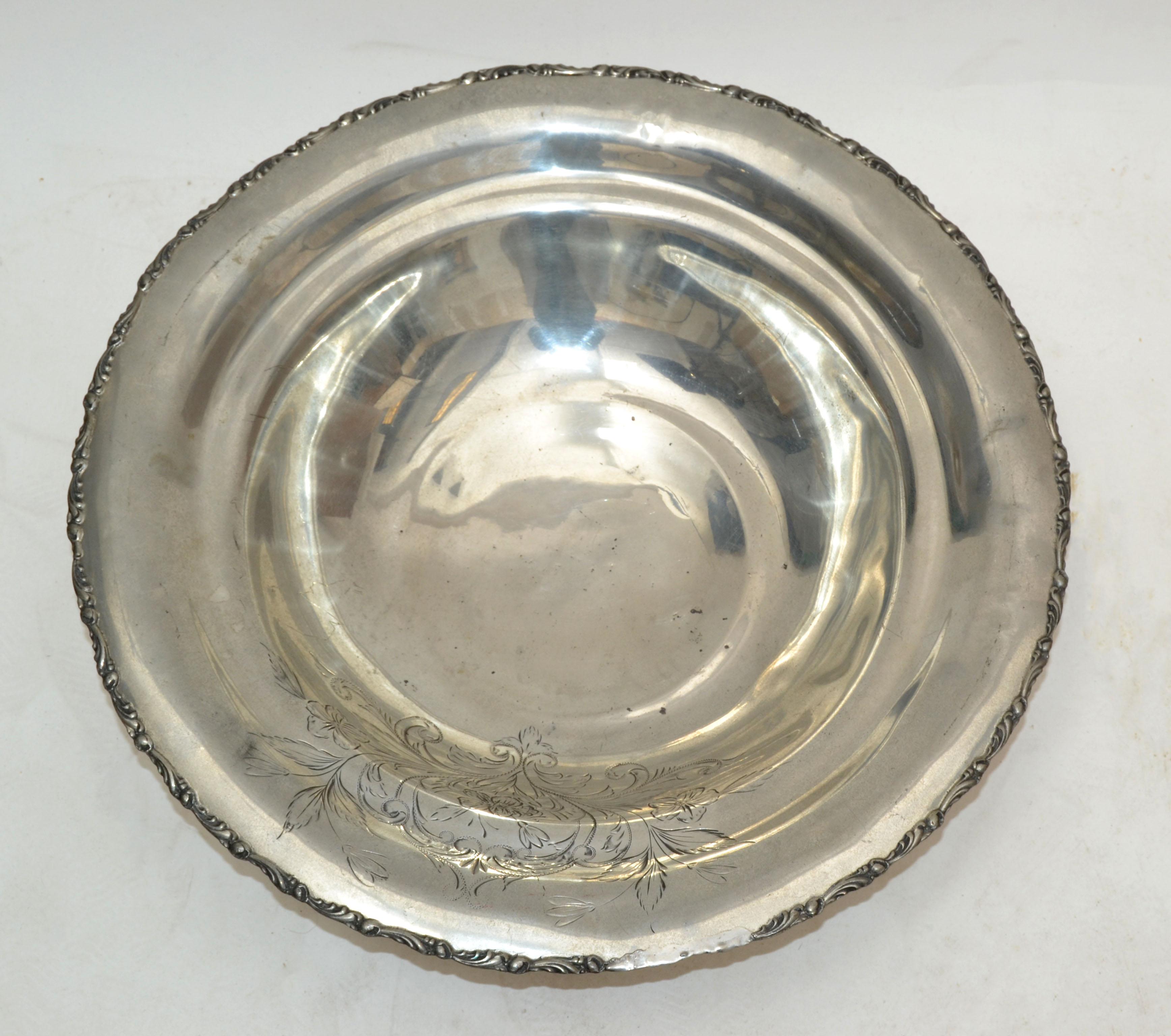 English Silver Plate Trademark Ornate Large Bowl Footed Serving Dish Punch Bowl (Georgian) im Angebot