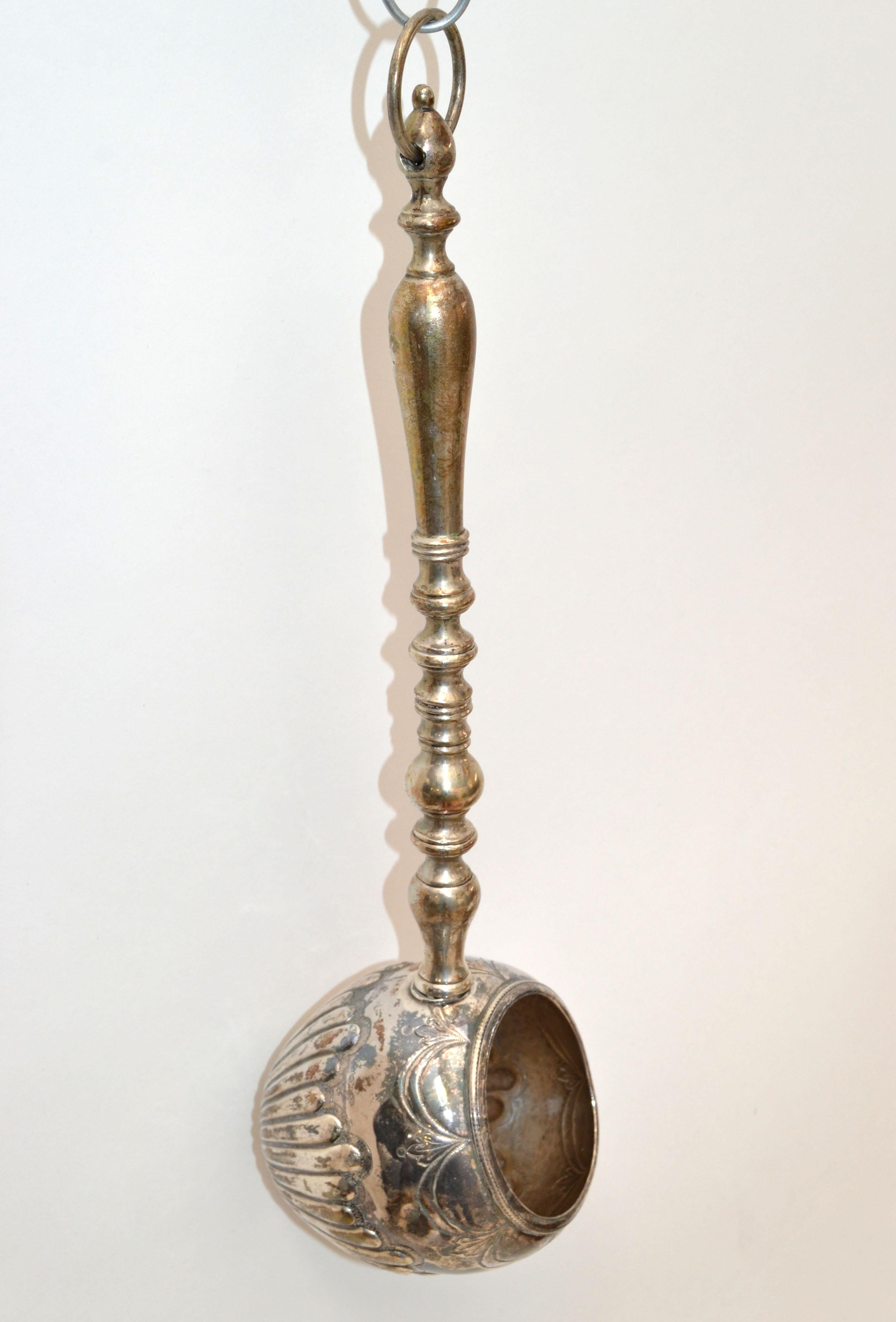 English Silver Plate Trademark Ornate Large Ladle Serving Piece for Punch Bowl For Sale 7